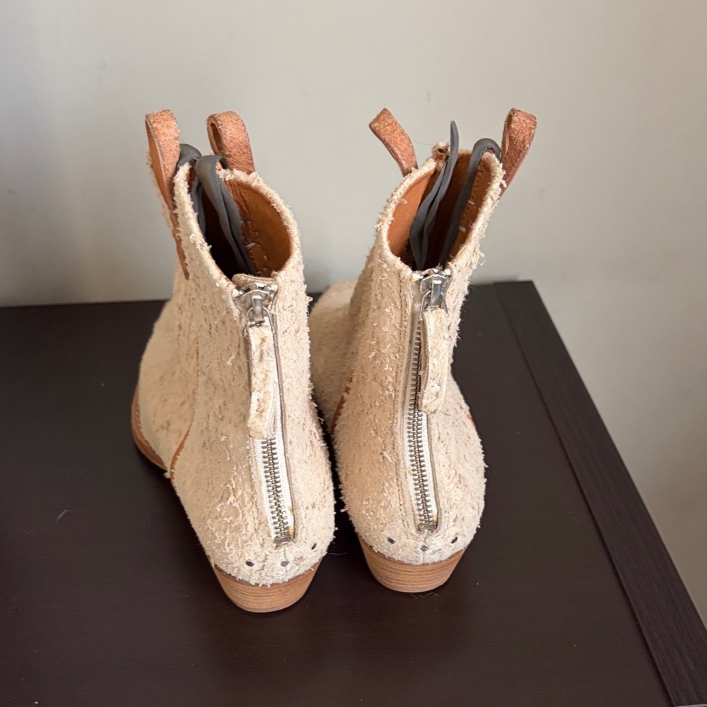 Free People Wesley Ankle Boot Bone Leather Western Inspired Square Toe US 8.5 - Picture 9 of 13